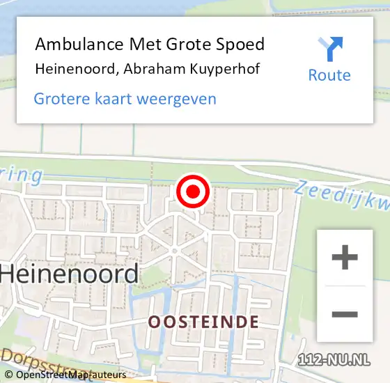 Locatie op kaart van de 112 melding: Ambulance Met Grote Spoed Naar Heinenoord, Abraham Kuyperhof op 4 februari 2022 12:24