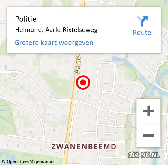 Locatie op kaart van de 112 melding: Politie Helmond, Aarle-Rixtelseweg op 4 februari 2022 12:26