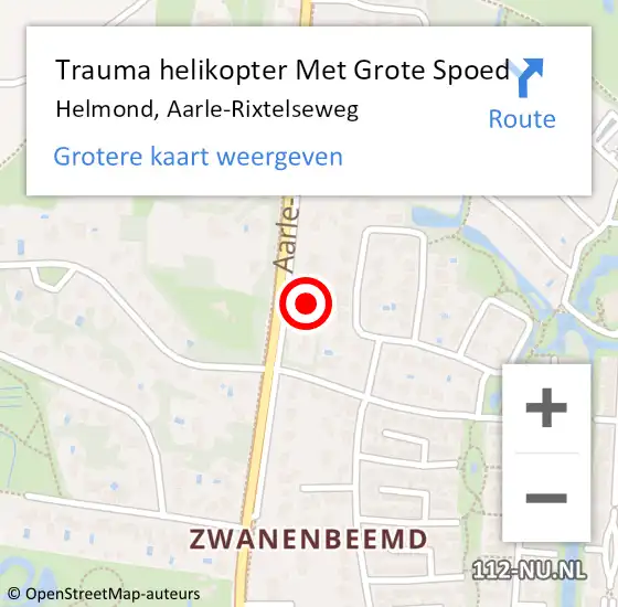 Locatie op kaart van de 112 melding: Trauma helikopter Met Grote Spoed Naar Helmond, Aarle-Rixtelseweg op 4 februari 2022 12:31