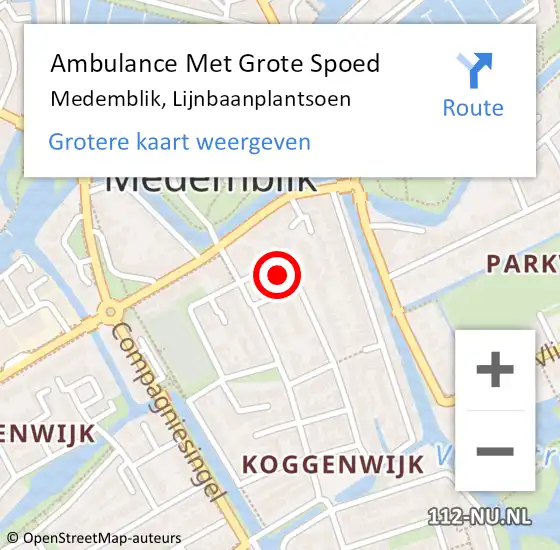 Locatie op kaart van de 112 melding: Ambulance Met Grote Spoed Naar Medemblik, Lijnbaanplantsoen op 4 februari 2022 12:37