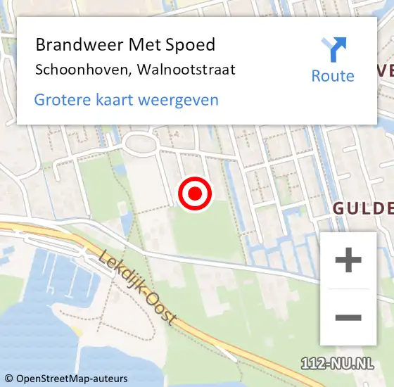 Locatie op kaart van de 112 melding: Brandweer Met Spoed Naar Schoonhoven, Walnootstraat op 4 februari 2022 12:56