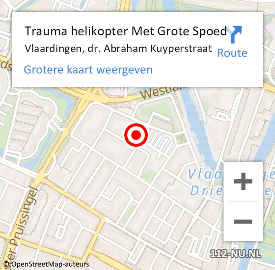 Locatie op kaart van de 112 melding: Trauma helikopter Met Grote Spoed Naar Vlaardingen, dr. Abraham Kuyperstraat op 4 februari 2022 13:00