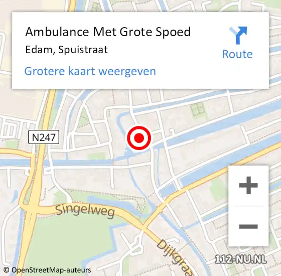 Locatie op kaart van de 112 melding: Ambulance Met Grote Spoed Naar Edam, Spuistraat op 4 februari 2022 13:03