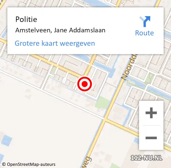 Locatie op kaart van de 112 melding: Politie Amstelveen, Jane Addamslaan op 4 februari 2022 13:07