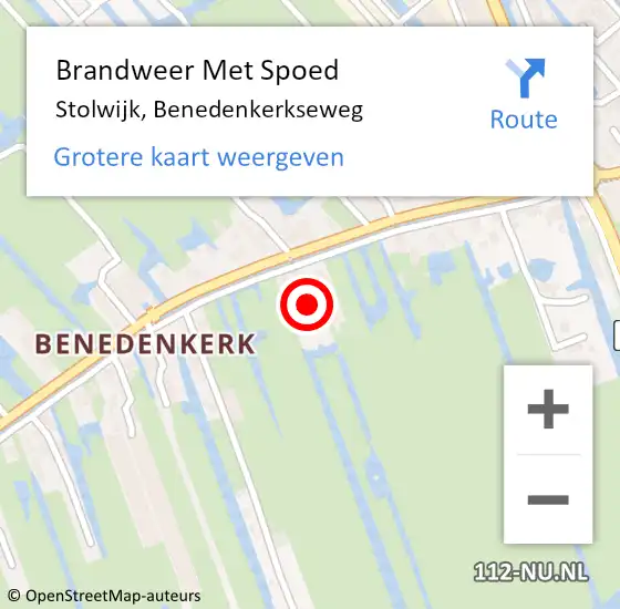 Locatie op kaart van de 112 melding: Brandweer Met Spoed Naar Stolwijk, Benedenkerkseweg op 7 juli 2014 11:36