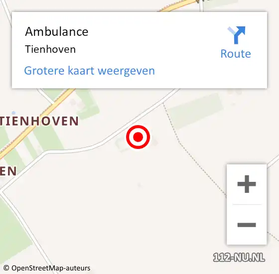Locatie op kaart van de 112 melding: Ambulance Tienhoven op 4 februari 2022 13:21
