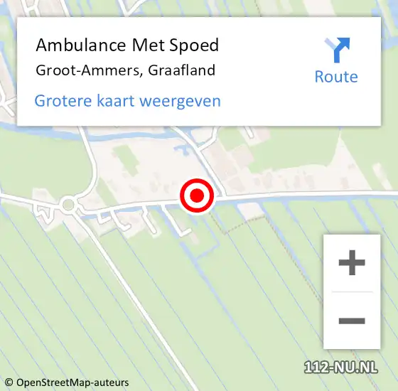 Locatie op kaart van de 112 melding: Ambulance Met Spoed Naar Groot-Ammers, Graafland op 4 februari 2022 13:35