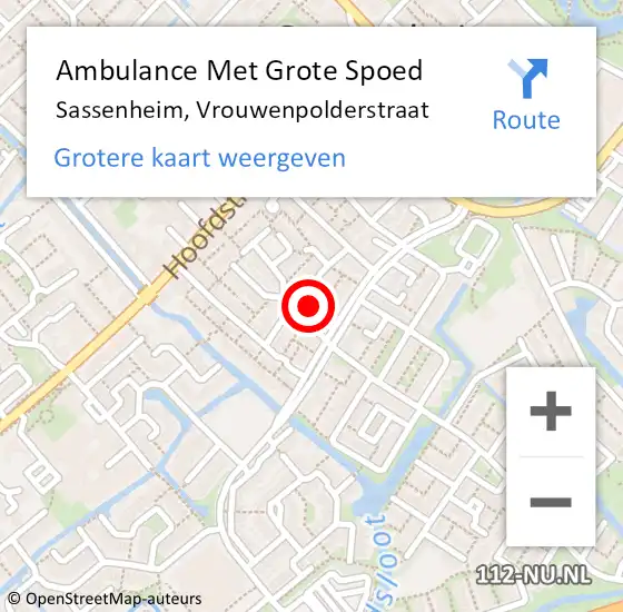 Locatie op kaart van de 112 melding: Ambulance Met Grote Spoed Naar Sassenheim, Vrouwenpolderstraat op 4 februari 2022 13:46