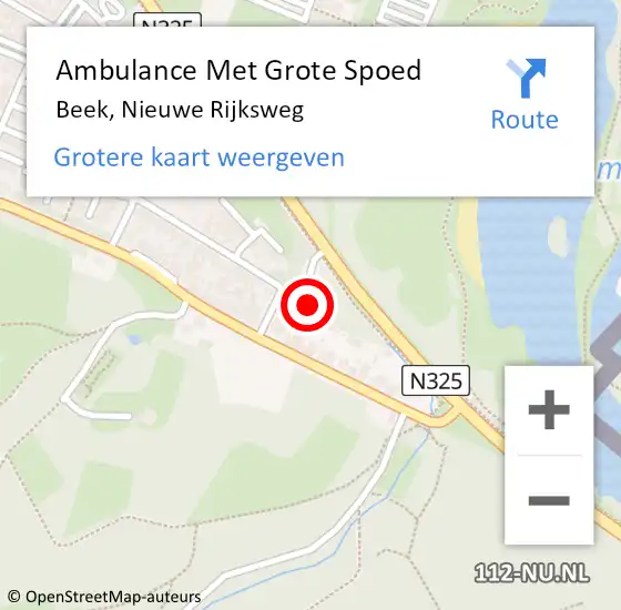 Locatie op kaart van de 112 melding: Ambulance Met Grote Spoed Naar Beek, Nieuwe Rijksweg op 4 februari 2022 13:46