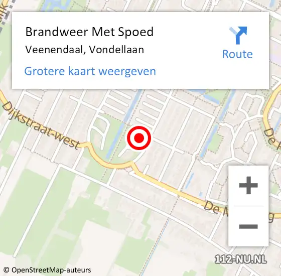 Locatie op kaart van de 112 melding: Brandweer Met Spoed Naar Veenendaal, Vondellaan op 4 februari 2022 14:20