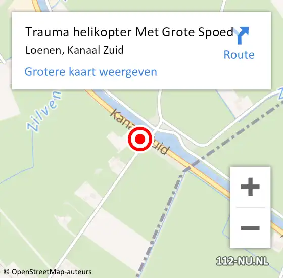 Locatie op kaart van de 112 melding: Trauma helikopter Met Grote Spoed Naar Loenen, Kanaal Zuid op 4 februari 2022 14:20