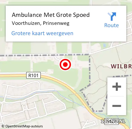 Locatie op kaart van de 112 melding: Ambulance Met Grote Spoed Naar Voorthuizen, Prinsenweg op 4 februari 2022 14:28