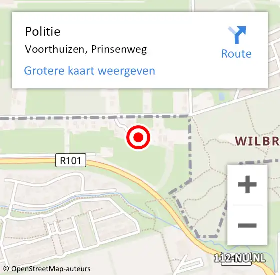 Locatie op kaart van de 112 melding: Politie Voorthuizen, Prinsenweg op 4 februari 2022 14:29