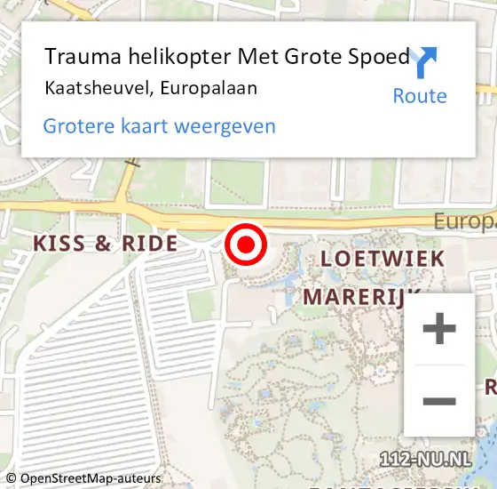 Locatie op kaart van de 112 melding: Trauma helikopter Met Grote Spoed Naar Kaatsheuvel, Europalaan op 4 februari 2022 14:33