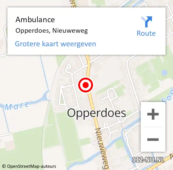 Locatie op kaart van de 112 melding: Ambulance Opperdoes, Nieuweweg op 4 februari 2022 14:43