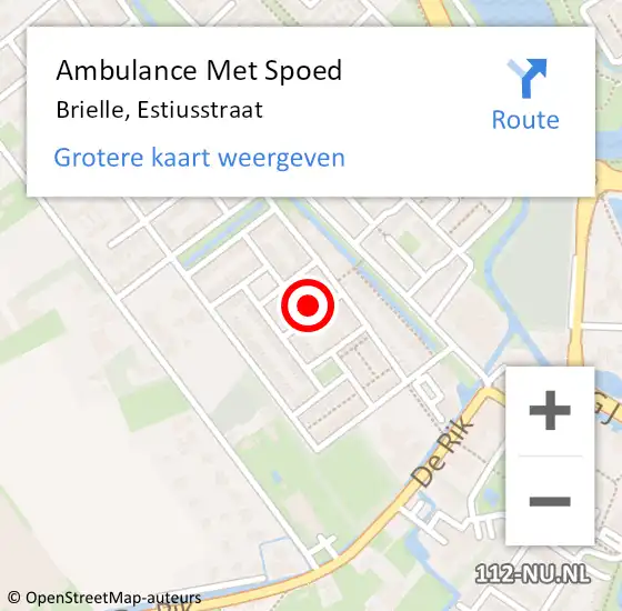 Locatie op kaart van de 112 melding: Ambulance Met Spoed Naar Brielle, Estiusstraat op 4 februari 2022 15:12