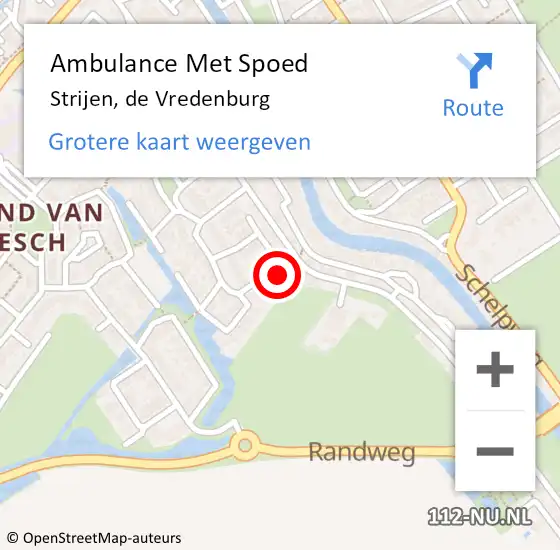Locatie op kaart van de 112 melding: Ambulance Met Spoed Naar Strijen, de Vredenburg op 4 februari 2022 15:18