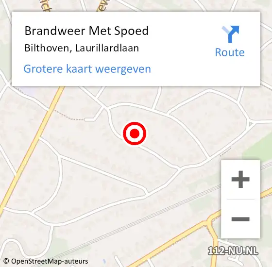 Locatie op kaart van de 112 melding: Brandweer Met Spoed Naar Bilthoven, Laurillardlaan op 4 februari 2022 15:19