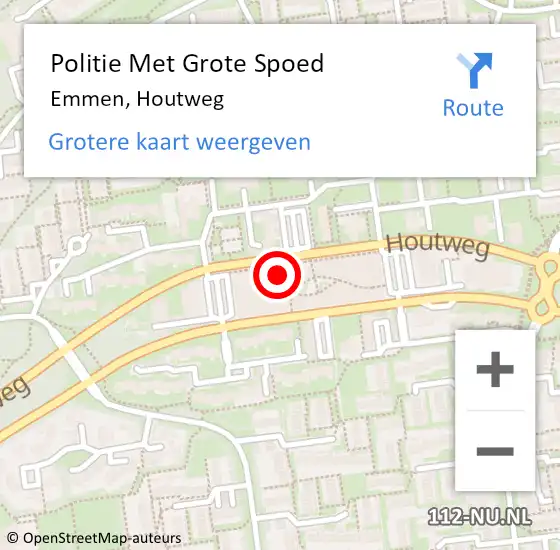 Locatie op kaart van de 112 melding: Politie Met Grote Spoed Naar Emmen, Houtweg op 4 februari 2022 15:35