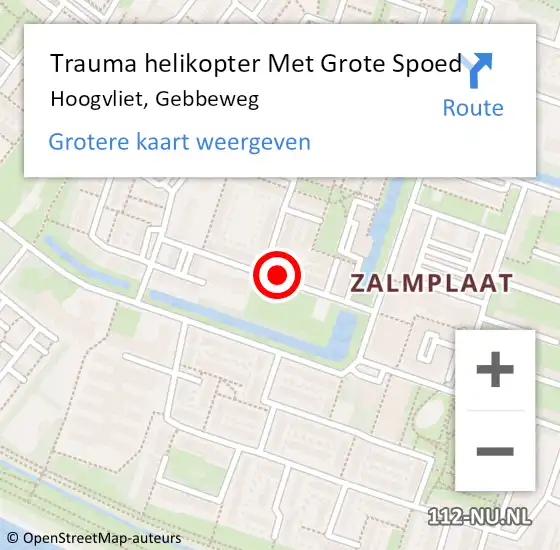 Locatie op kaart van de 112 melding: Trauma helikopter Met Grote Spoed Naar Hoogvliet, Gebbeweg op 4 februari 2022 15:37