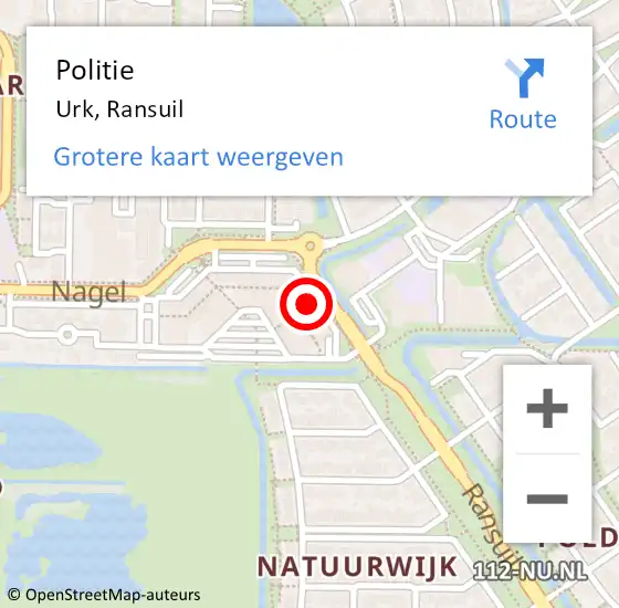 Locatie op kaart van de 112 melding: Politie Urk, Ransuil op 4 februari 2022 15:45