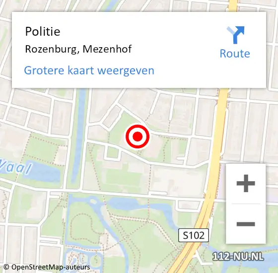 Locatie op kaart van de 112 melding: Politie Rozenburg, Mezenhof op 4 februari 2022 16:18