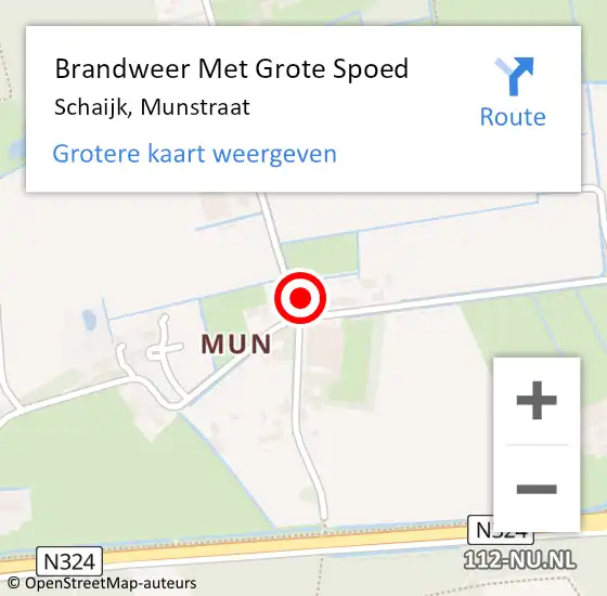 Locatie op kaart van de 112 melding: Brandweer Met Grote Spoed Naar Schaijk, Munstraat op 4 februari 2022 16:25