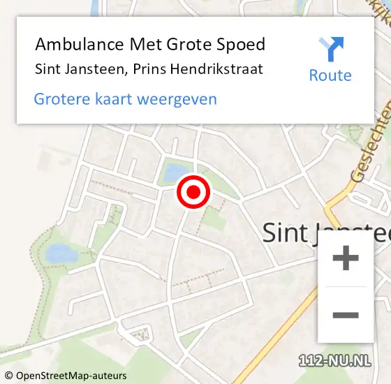 Locatie op kaart van de 112 melding: Ambulance Met Grote Spoed Naar Sint Jansteen, Prins Hendrikstraat op 7 juli 2014 11:54