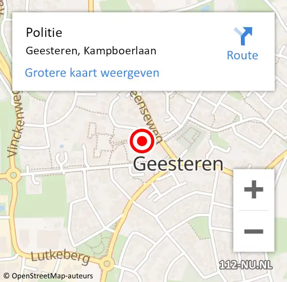 Locatie op kaart van de 112 melding: Politie Geesteren, Kampboerlaan op 4 februari 2022 16:34