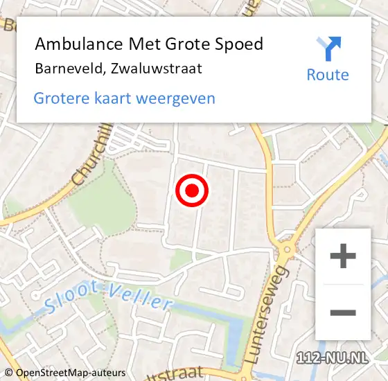 Locatie op kaart van de 112 melding: Ambulance Met Grote Spoed Naar Barneveld, Zwaluwstraat op 4 februari 2022 16:37