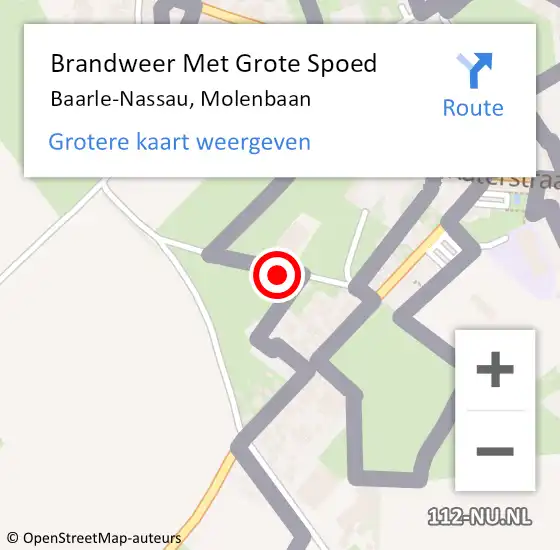 Locatie op kaart van de 112 melding: Brandweer Met Grote Spoed Naar Baarle-Nassau, Molenbaan op 4 februari 2022 16:40