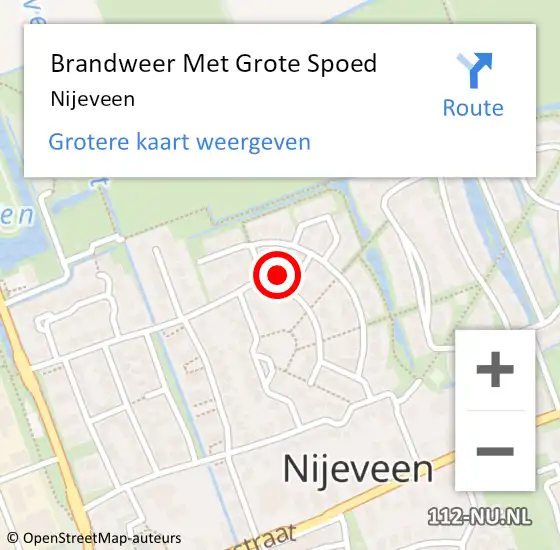 Locatie op kaart van de 112 melding: Brandweer Met Grote Spoed Naar Nijeveen op 4 februari 2022 17:02