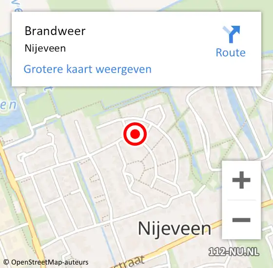 Locatie op kaart van de 112 melding: Brandweer Nijeveen op 4 februari 2022 17:04