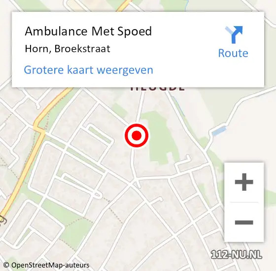 Locatie op kaart van de 112 melding: Ambulance Met Spoed Naar Horn, Broekstraat op 4 februari 2022 17:16