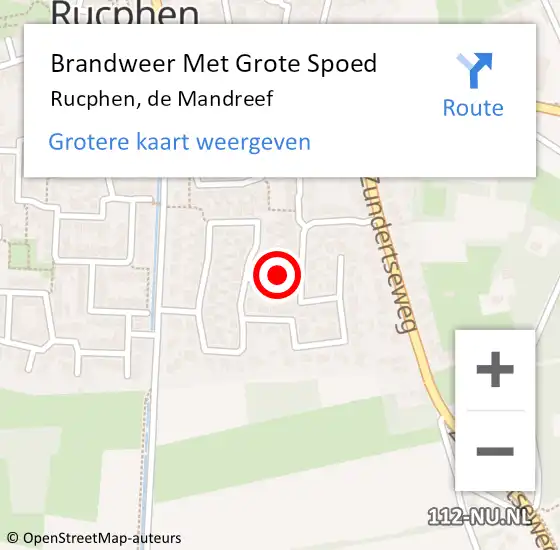 Locatie op kaart van de 112 melding: Brandweer Met Grote Spoed Naar Rucphen, de Mandreef op 4 februari 2022 17:21