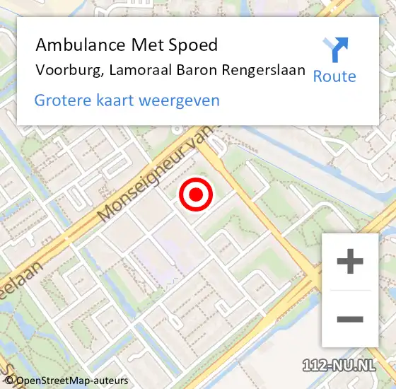 Locatie op kaart van de 112 melding: Ambulance Met Spoed Naar Voorburg, Lamoraal Baron Rengerslaan op 4 februari 2022 17:24