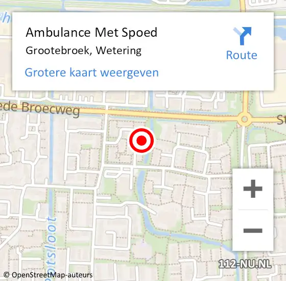 Locatie op kaart van de 112 melding: Ambulance Met Spoed Naar Grootebroek, Wetering op 4 februari 2022 17:25