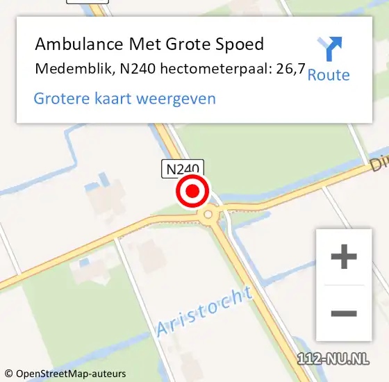 Locatie op kaart van de 112 melding: Ambulance Met Grote Spoed Naar Medemblik, N240 hectometerpaal: 26,7 op 4 februari 2022 17:31