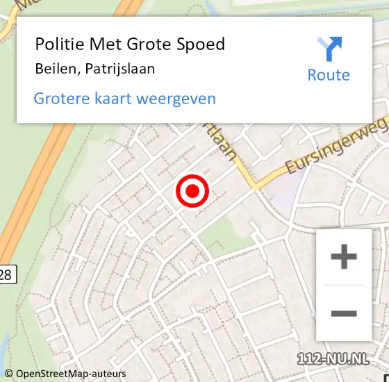 Locatie op kaart van de 112 melding: Politie Met Grote Spoed Naar Beilen, Patrijslaan op 4 februari 2022 17:38