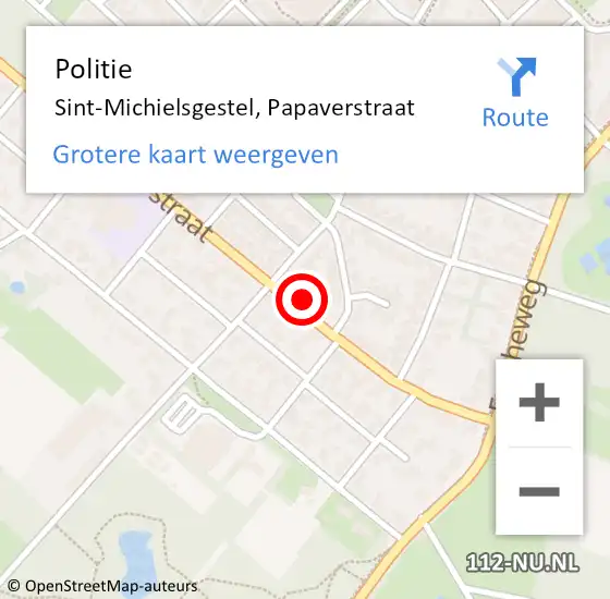 Locatie op kaart van de 112 melding: Politie Sint-Michielsgestel, Papaverstraat op 4 februari 2022 17:39