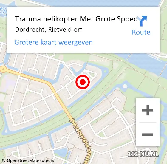 Locatie op kaart van de 112 melding: Trauma helikopter Met Grote Spoed Naar Dordrecht, Rietveld-erf op 4 februari 2022 17:40