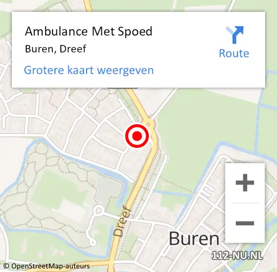 Locatie op kaart van de 112 melding: Ambulance Met Spoed Naar Buren, Dreef op 7 juli 2014 12:03