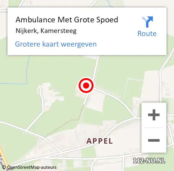 Locatie op kaart van de 112 melding: Ambulance Met Grote Spoed Naar Nijkerk, Kamersteeg op 4 februari 2022 17:58