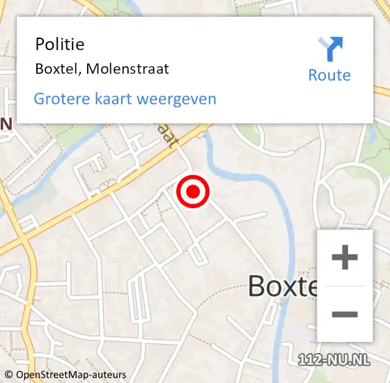 Locatie op kaart van de 112 melding: Politie Boxtel, Molenstraat op 4 februari 2022 18:17