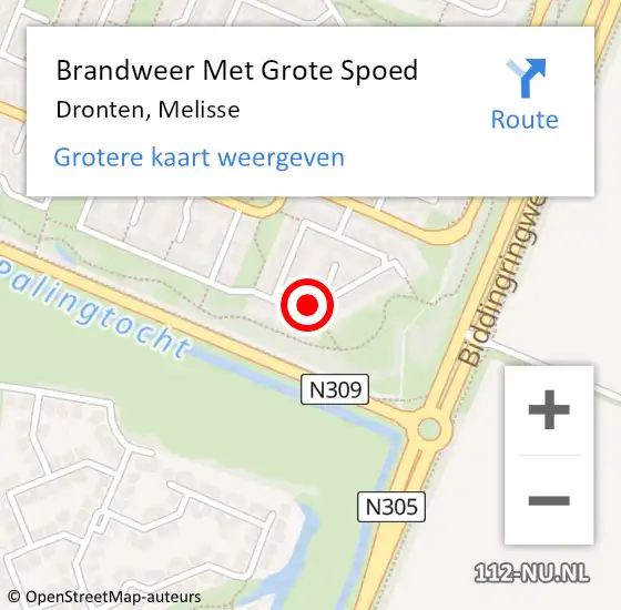 Locatie op kaart van de 112 melding: Brandweer Met Grote Spoed Naar Dronten, Melisse op 4 februari 2022 18:34