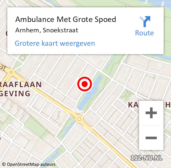 Locatie op kaart van de 112 melding: Ambulance Met Grote Spoed Naar Arnhem, Snoekstraat op 4 februari 2022 18:54