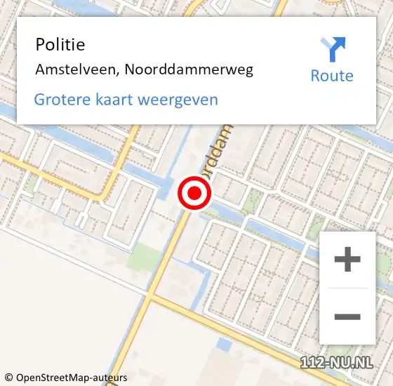 Locatie op kaart van de 112 melding: Politie Amstelveen, Noorddammerweg op 7 juli 2014 12:07