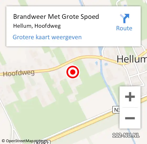 Locatie op kaart van de 112 melding: Brandweer Met Grote Spoed Naar Hellum, Hoofdweg op 4 februari 2022 19:15