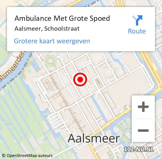 Locatie op kaart van de 112 melding: Ambulance Met Grote Spoed Naar Aalsmeer, Schoolstraat op 4 februari 2022 19:28