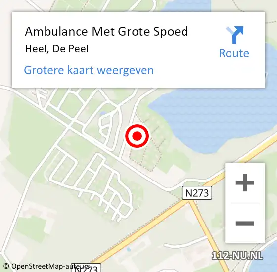 Locatie op kaart van de 112 melding: Ambulance Met Grote Spoed Naar Heel, De Peel op 4 februari 2022 19:30